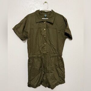 Wild Fable Olive Green Button-Up Romper